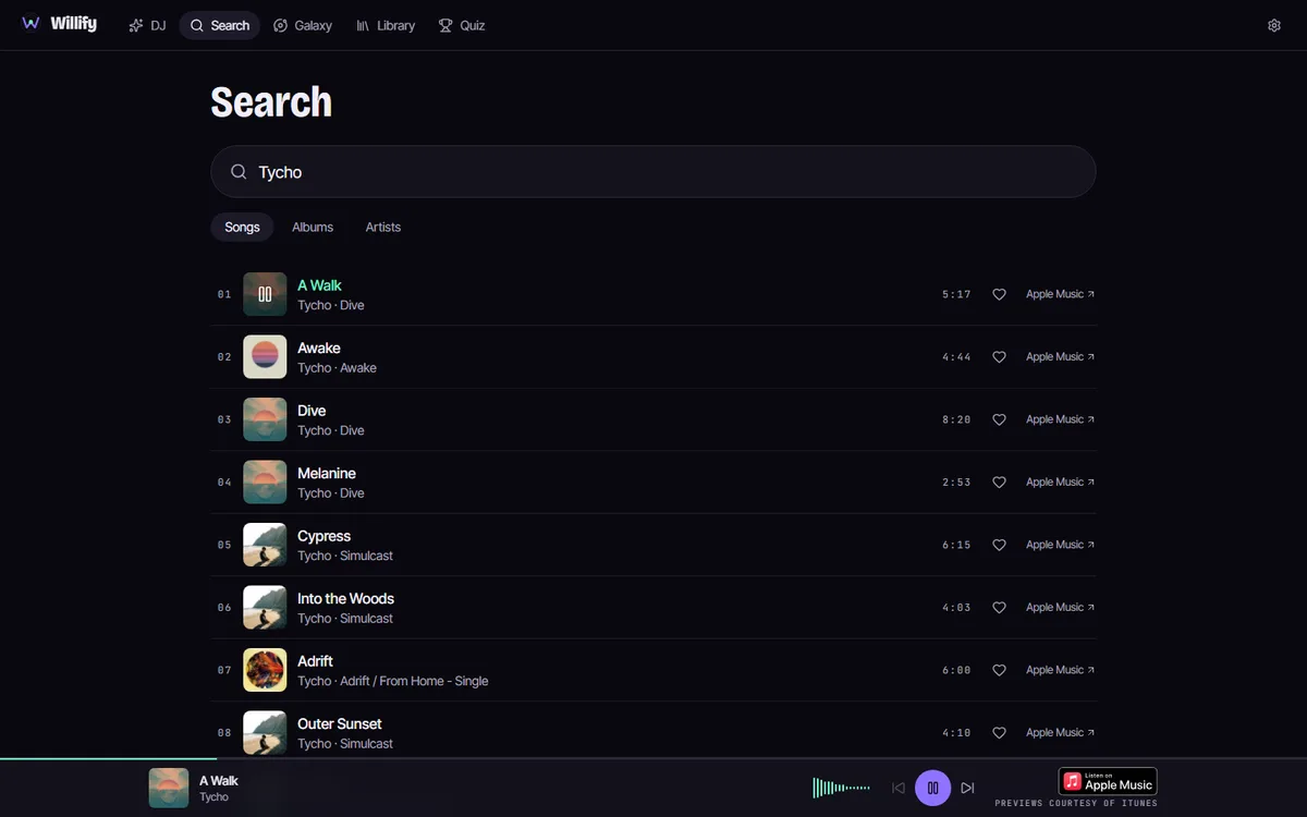 Willify, live 2026 interface
