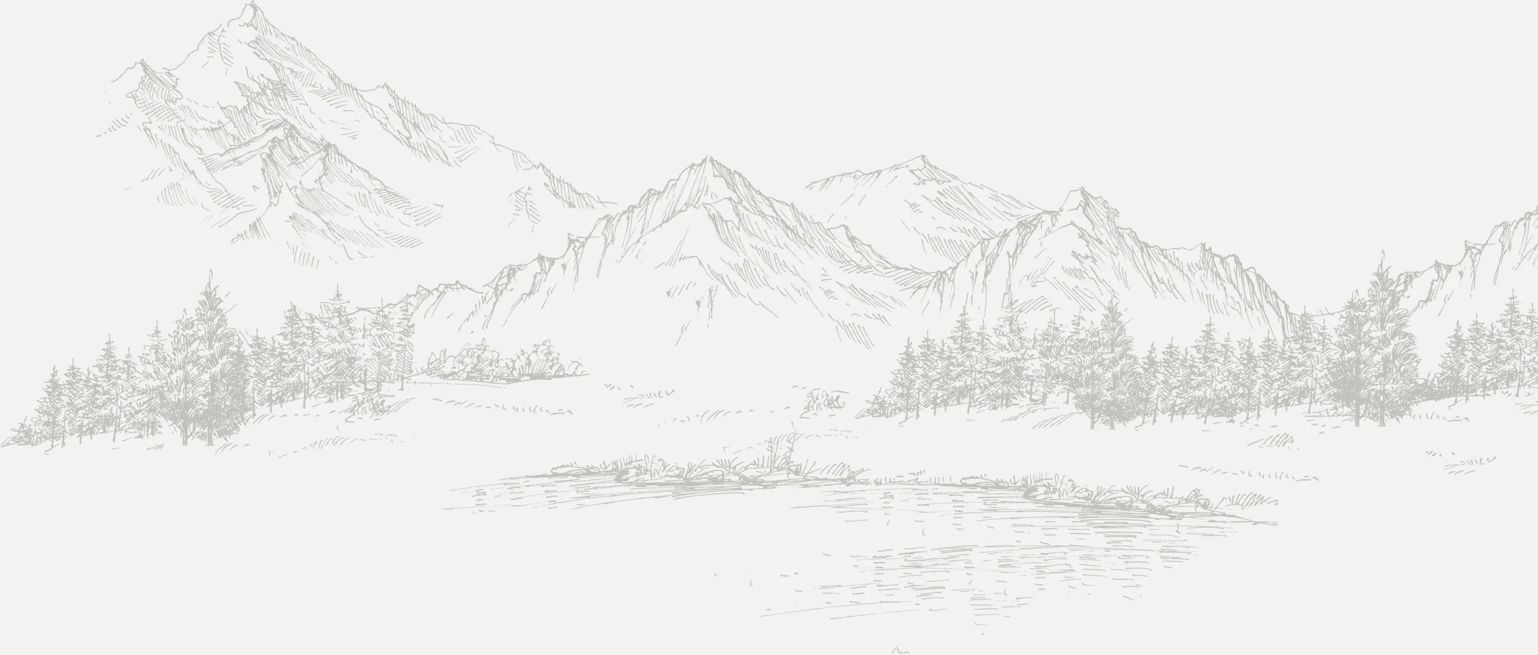 Ink drawing of the mountains where the two streams rise